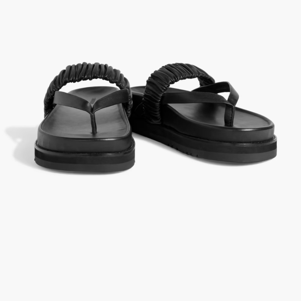 Black Platform Ruched Strap Sandals - Women
